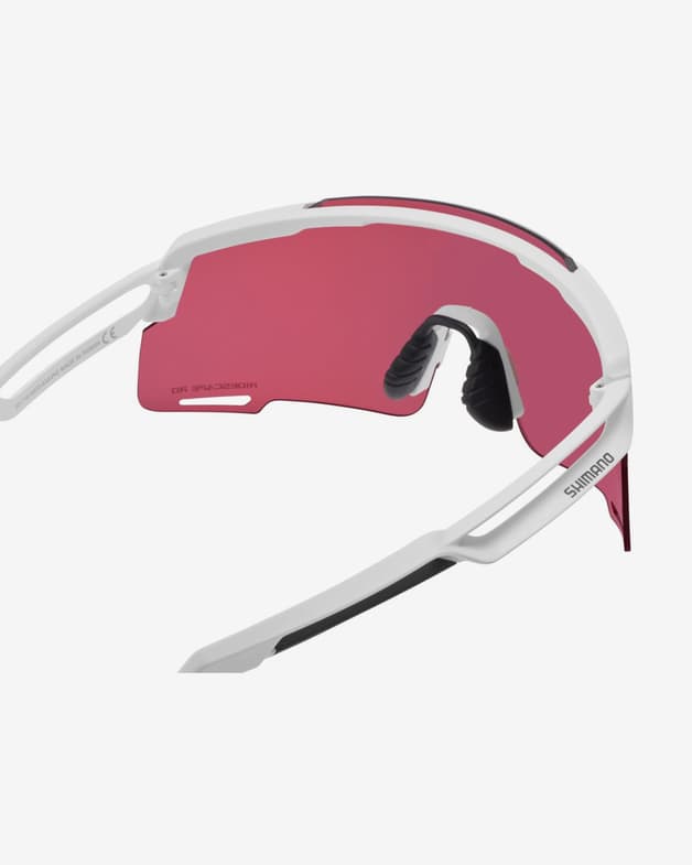 Shimano EQNX5 weiß Brille mit verspiegelten roten Gläsern