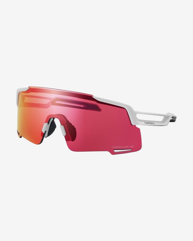 Shimano EQNX5 weiß Brille mit verspiegelten roten Gläsern